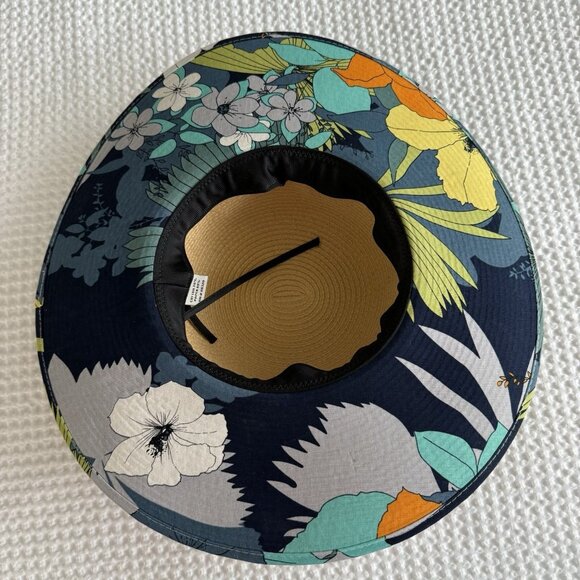 Straw Sun Hat One Size Resortwear Beach Colorful Cotton Print Beach Vacation - Picture 1 of 5